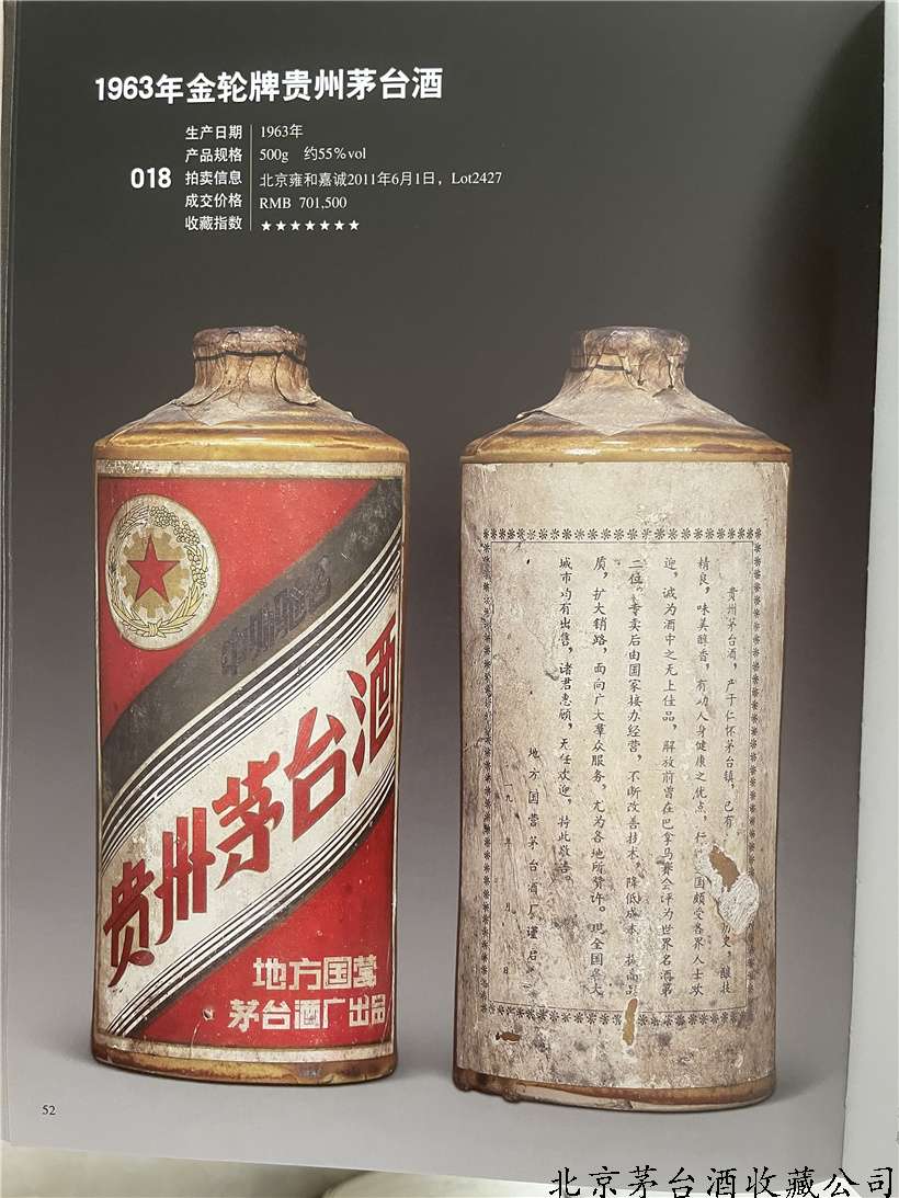 1963年金轮牌贵州茅台酒